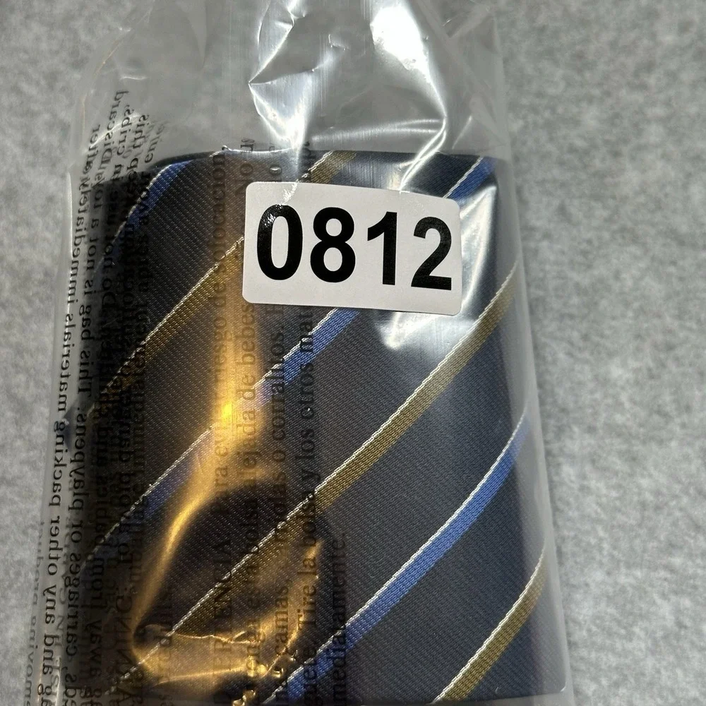 Brooks Basics USA Silk Vintage Tie‎ Navy Blue Gold Stripe Classic Preppy